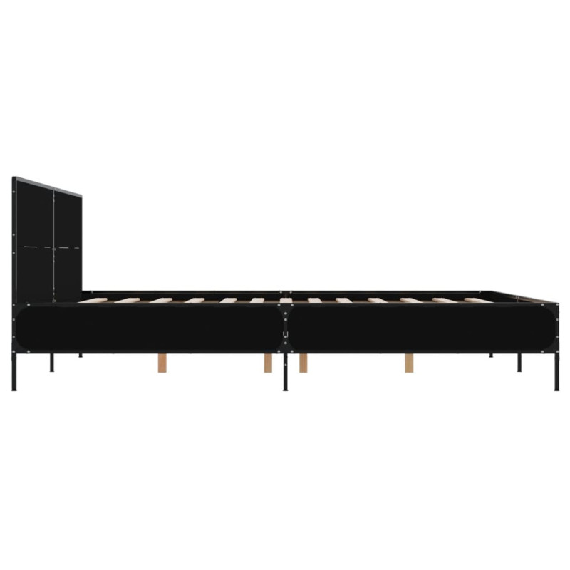 Rama łóżka, czarna, 120x200 cm, materiał drewnopochodny i metal