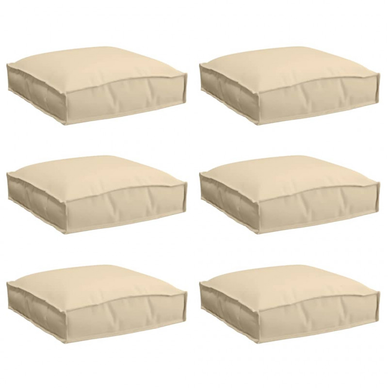 Poduszka 6 pcs Beżowy 40 x 40 x 8 cm Materiał Oxford