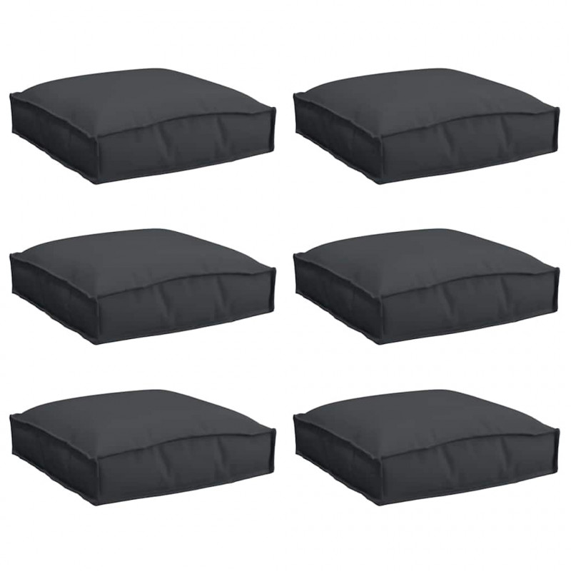 Poduszka 6 pcs Czarny 40 x 40 x 8 cm Materiał Oxford