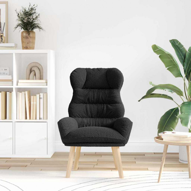 fotel Czarny 69 x 74 x 93 cm Tkanina sherpa