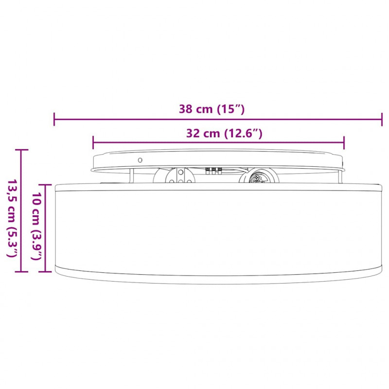 Lampa Sufitowa Z reflektorami Czarny 38 x 38 x 13,5 cm tkanina