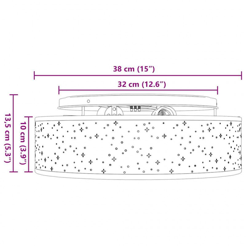 Lampa Sufitowa Z reflektorami Szary 38 x 38 x 13,5 cm tkanina