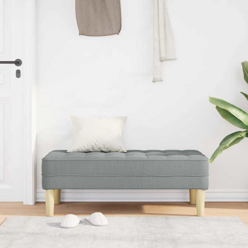 ławka z poduszką Jasnoszary 113 x 57 x 39 cm tkanina