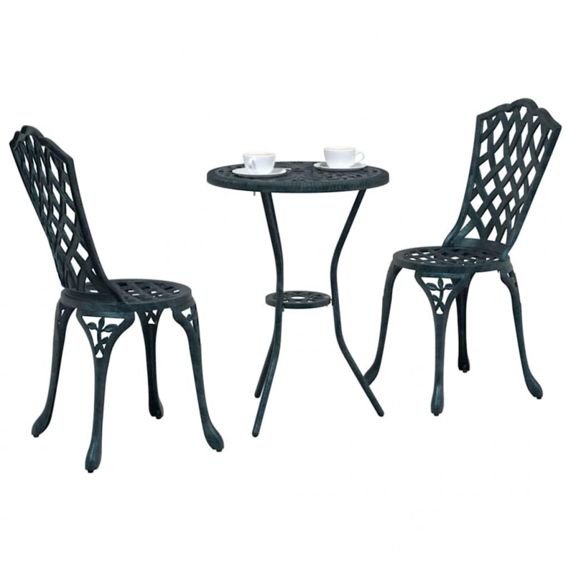 Zestaw Bistro Ogrodowego 3 pcs Zielony Aluminium