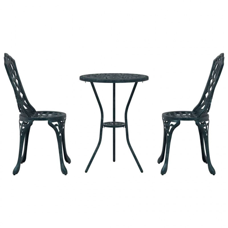 Zestaw Bistro Ogrodowego 3 pcs Zielony Aluminium