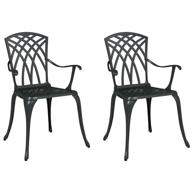 Krzesło Ogrodowe 2 pcs Czarny 53 x 51 x 88,5cm Aluminium