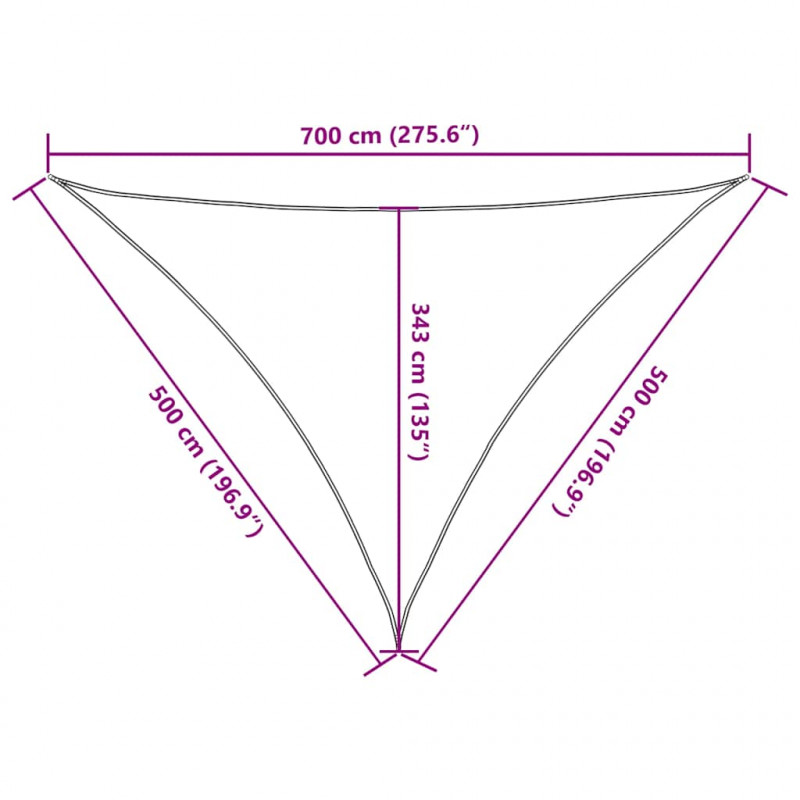 Żagiel przeciwsłoneczny Taupe 7x5x5 m 100% poliester Oxford