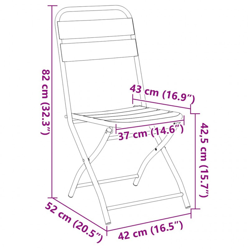 Składane krzesło ogrodowe 2 pcs Biały 42 x 52 x 82cm