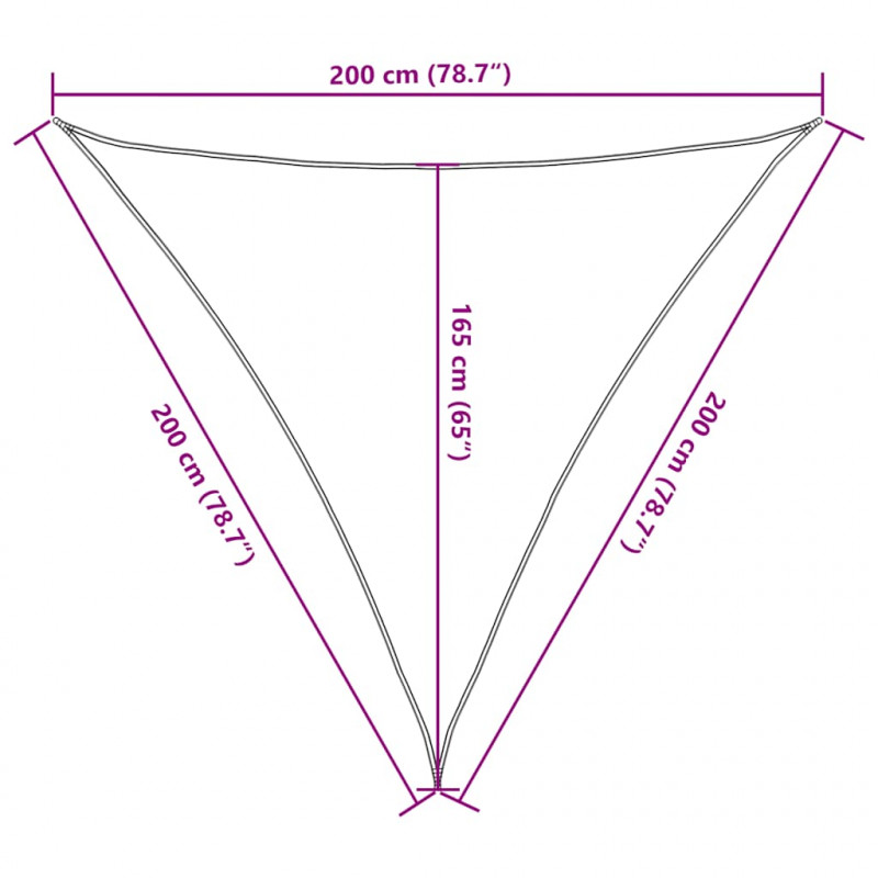 Żagiel przeciwsłoneczny żółty 2x2x2 m 100% poliester Oxford
