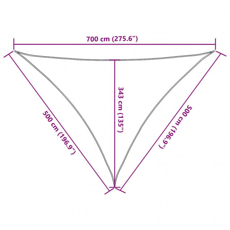Żagiel przeciwsłoneczny żółty 7x5x5 m 100% poliester Oxford