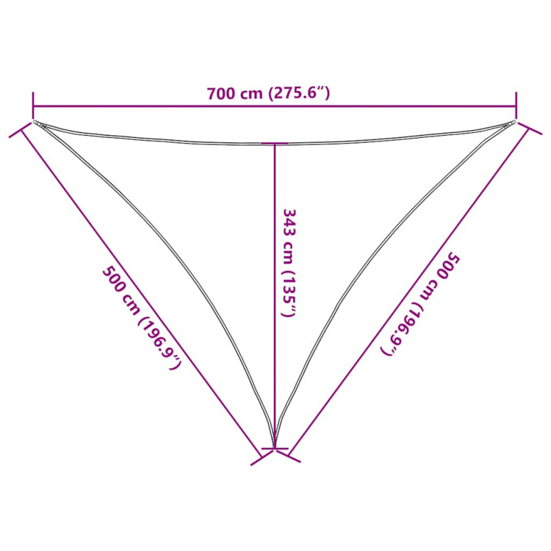 Żagiel przeciwsłoneczny czerwony 7x5x5 m 100% poliester Oxford