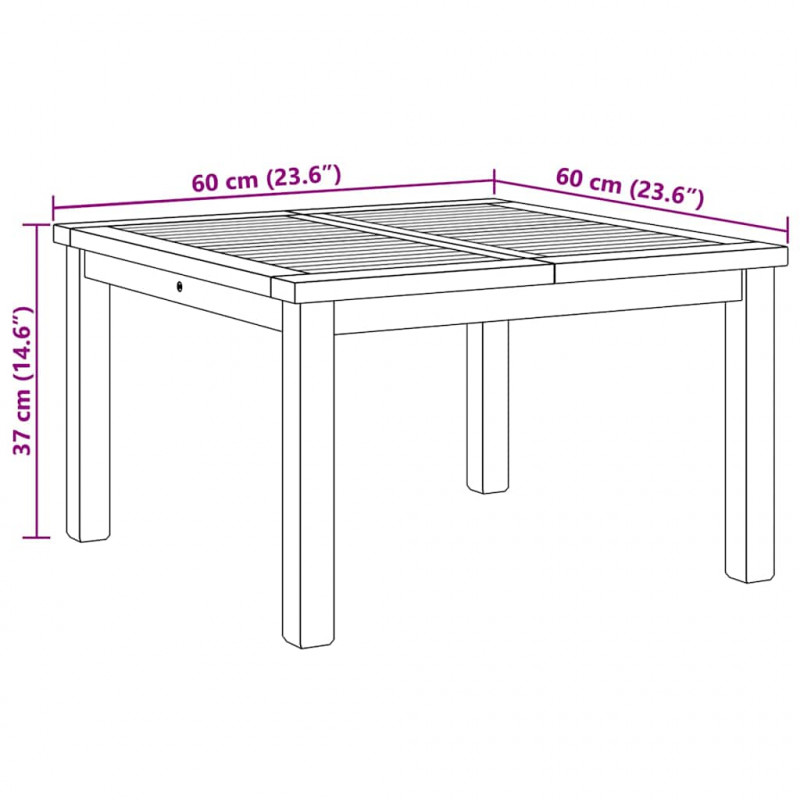 Stolik kawowy Brązowy 60 x 60 x 36 cm Lite drewno teakowe