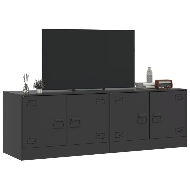 Szafki pod telewizor, 2 szt., czarne, 67x39x44 cm, stalowe