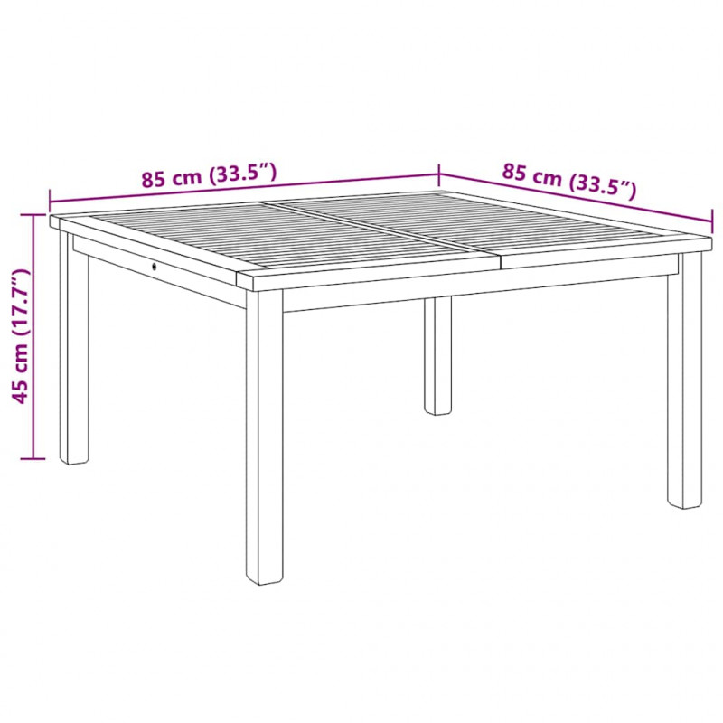Stolik kawowy Brązowy 85 x 85 x 45 cm Lite drewno teakowe