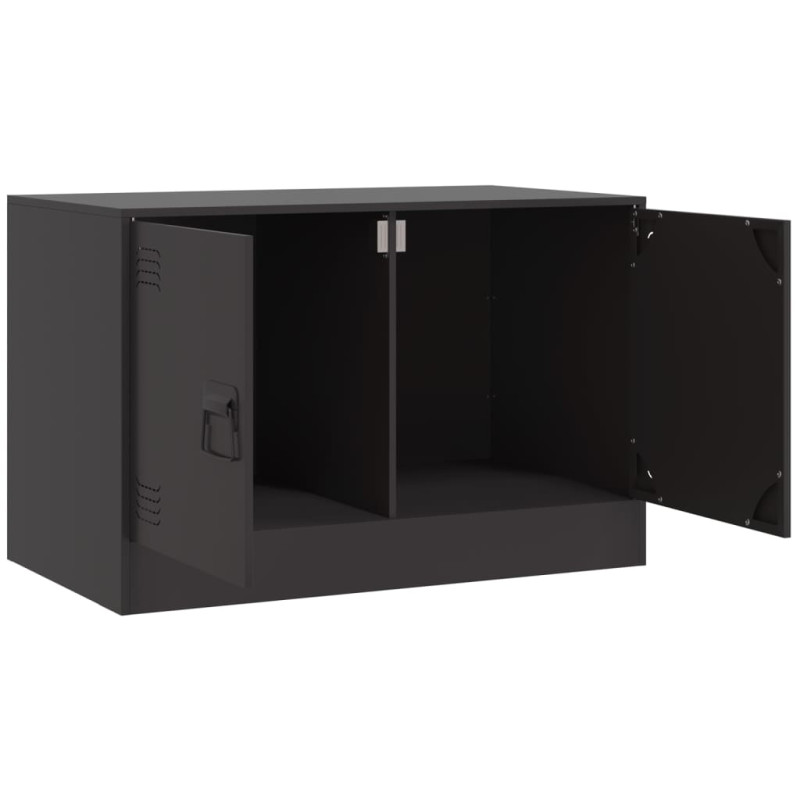 Szafki pod telewizor, 2 szt., czarne, 67x39x44 cm, stalowe