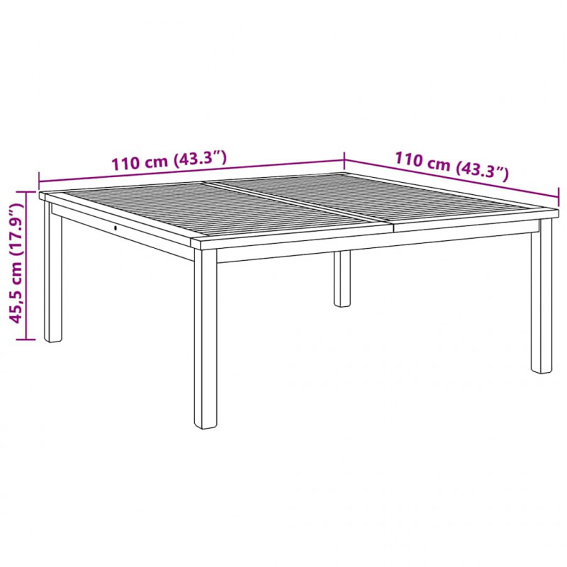 Stolik kawowy Brązowy 110 x 110 x 45 cm Lite drewno teakowe