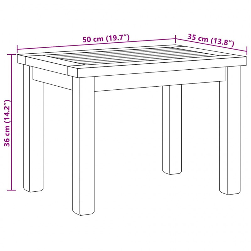 Stolik kawowy Brązowy 50 x 35 x 36 cm Lite drewno teakowe