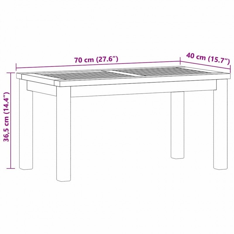 Stolik kawowy Brązowy 70 x 40 x 36 cm Lite drewno teakowe