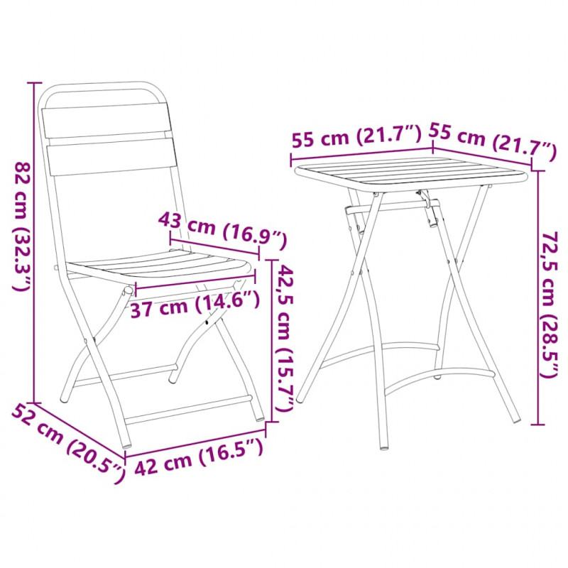Zestaw bistro 3 pcs Beżowy Stal