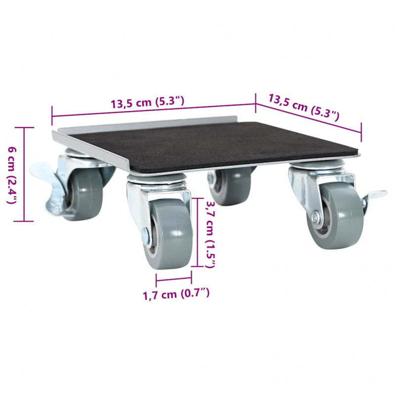 Rolki meblowe 4 szt. z podnośnikiem 13,5x13,5x6 cm Stal 1300 kg