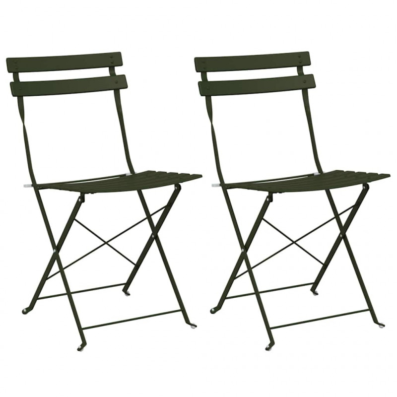 Składane krzesło ogrodowe 2 pcs Zielony 42 x 46 x 82 cm Metal