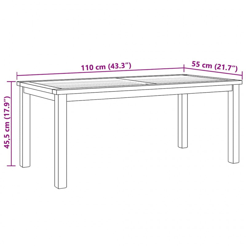Stolik kawowy Brązowy 110 x 55 x 45 cm Lite drewno teakowe