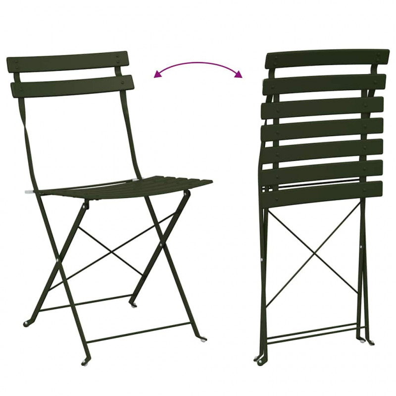Składane krzesło ogrodowe 2 pcs Zielony 42 x 46 x 82 cm Metal