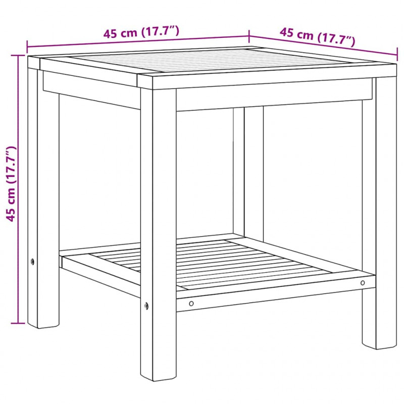 Stolik kawowy Brązowy 45 x 45 x 45 cm Lite drewno tekowe