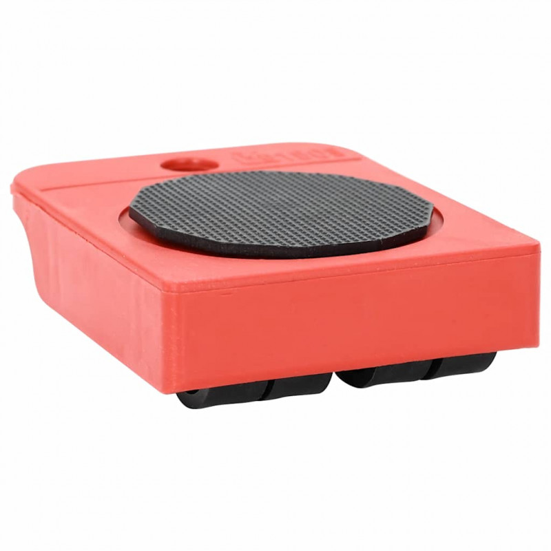 Rolki meblowe 8 szt. z podnośnikami czerwone 9,8x7,5x3 cm 150 kg