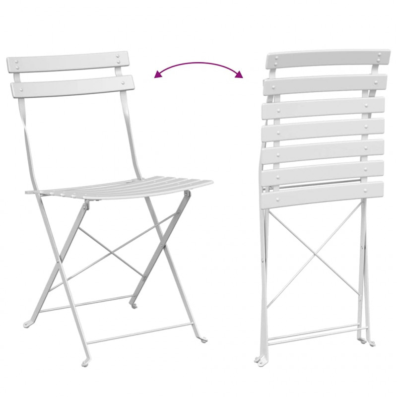 Składane krzesło ogrodowe 2 pcs Biały 42 x 46 x 82 cm Metal