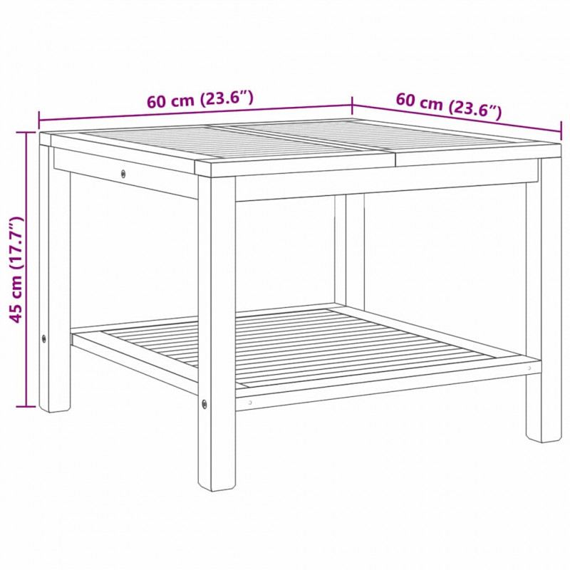 Stolik kawowy Brązowy 60 x 60 x 45 cm Lite drewno tekowe