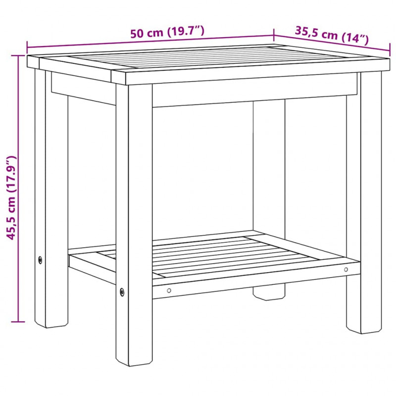 Stolik kawowy Brązowy 50 x 35 x 45 cm Lite drewno tekowe