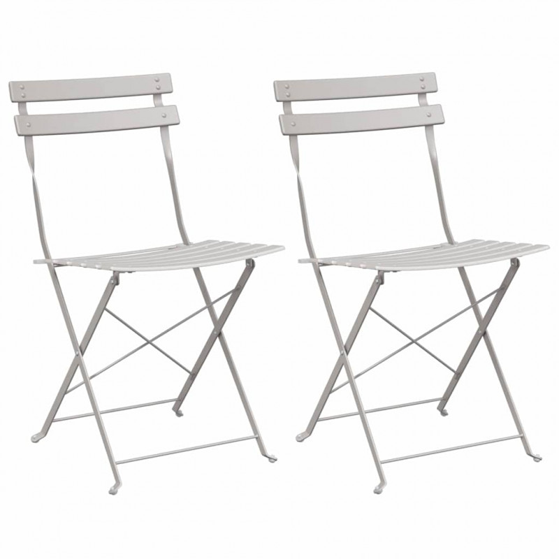 Składane krzesło ogrodowe 2 pcs Beżowy 42 x 46 x 82 cm Metal