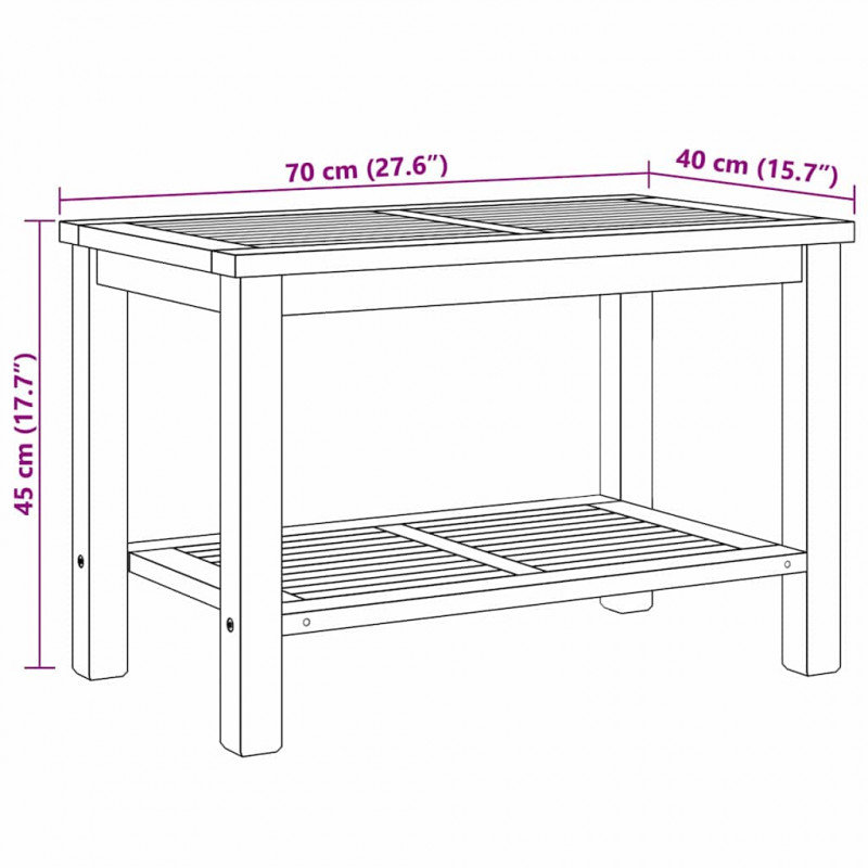 Stolik kawowy Brązowy 70 x 40 x 45 cm Lite drewno tekowe
