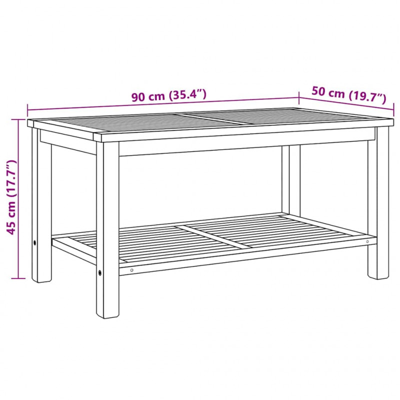 Stolik kawowy Brązowy 90 x 50 x 45 cm Lite drewno tekowe