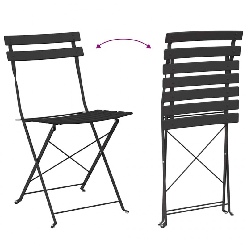 Składane krzesło ogrodowe 2 pcs Antracyt 42 x 46 x 82 cm Metal