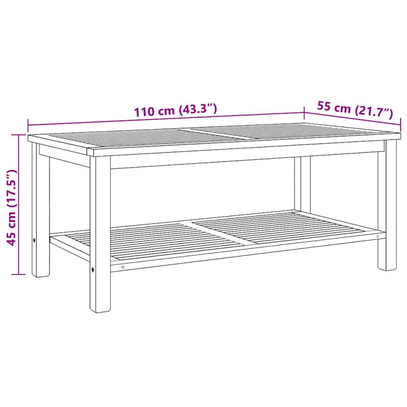 Stolik kawowy Brązowy 110 x 55 x 45 cm Lite drewno tekowe