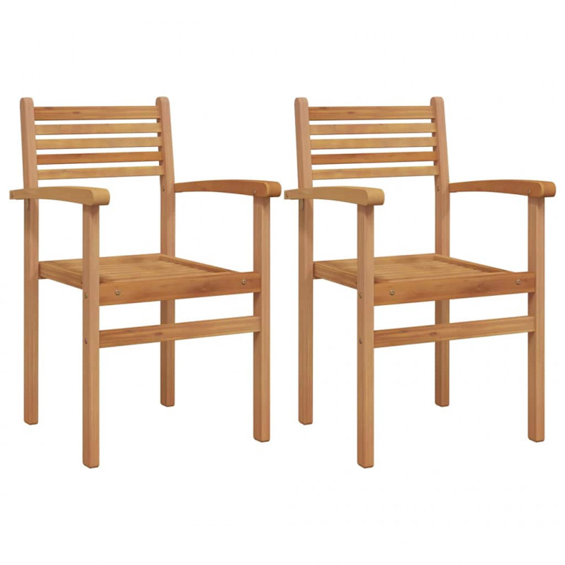 Krzesło 2 pcs Brązowy 56 x 55 x 90.5 cm Lite drewno teakowe