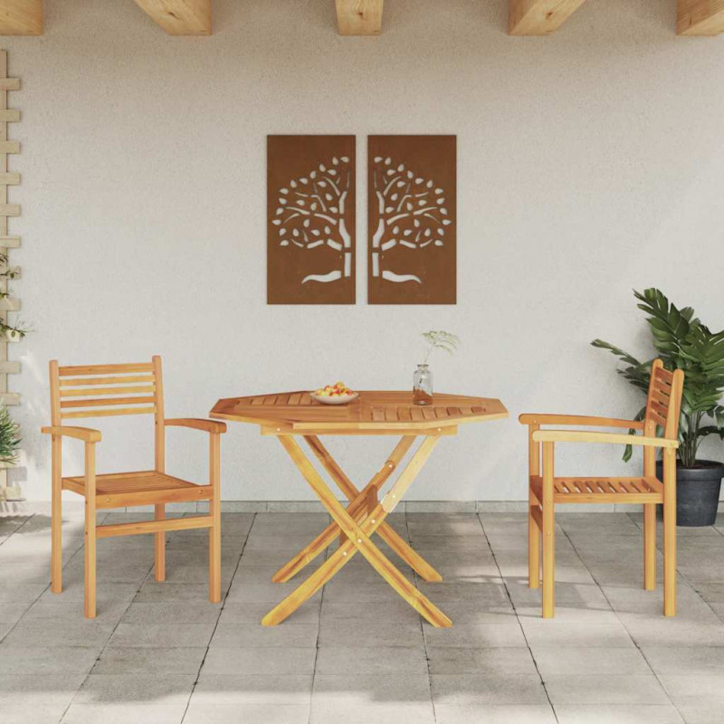 Krzesło 2 pcs Brązowy 56 x 55 x 90.5 cm Lite drewno teakowe