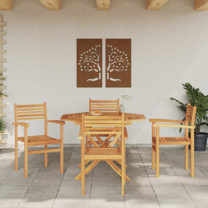 Krzesło 4 pcs Brązowy 56 x 55 x 90.5 cm Lite drewno teakowe