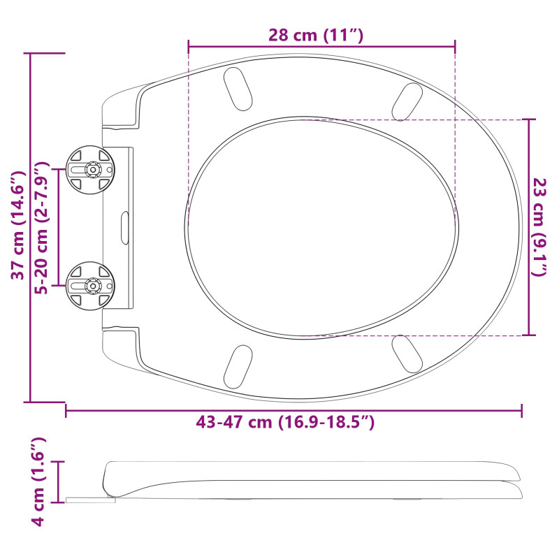 Deska toaletowa Czarny 47 x 37 x 4 cm Duroplast