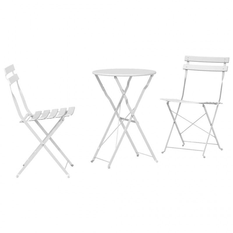 Składany zestaw bistro 3 pcs Biały Stal