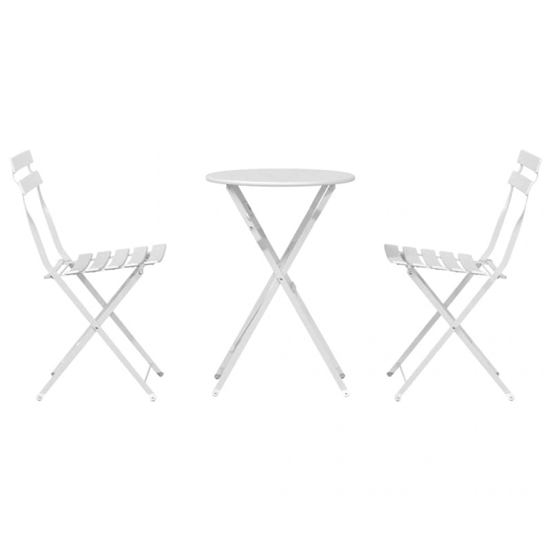 Składany zestaw bistro 3 pcs Biały Stal