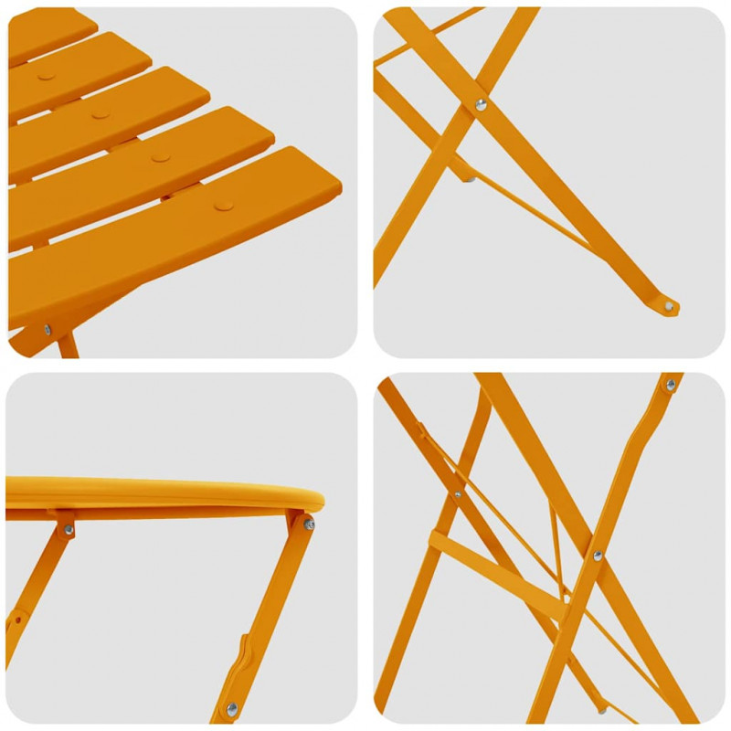 Składany zestaw bistro 3 pcs Musztardowy Stal