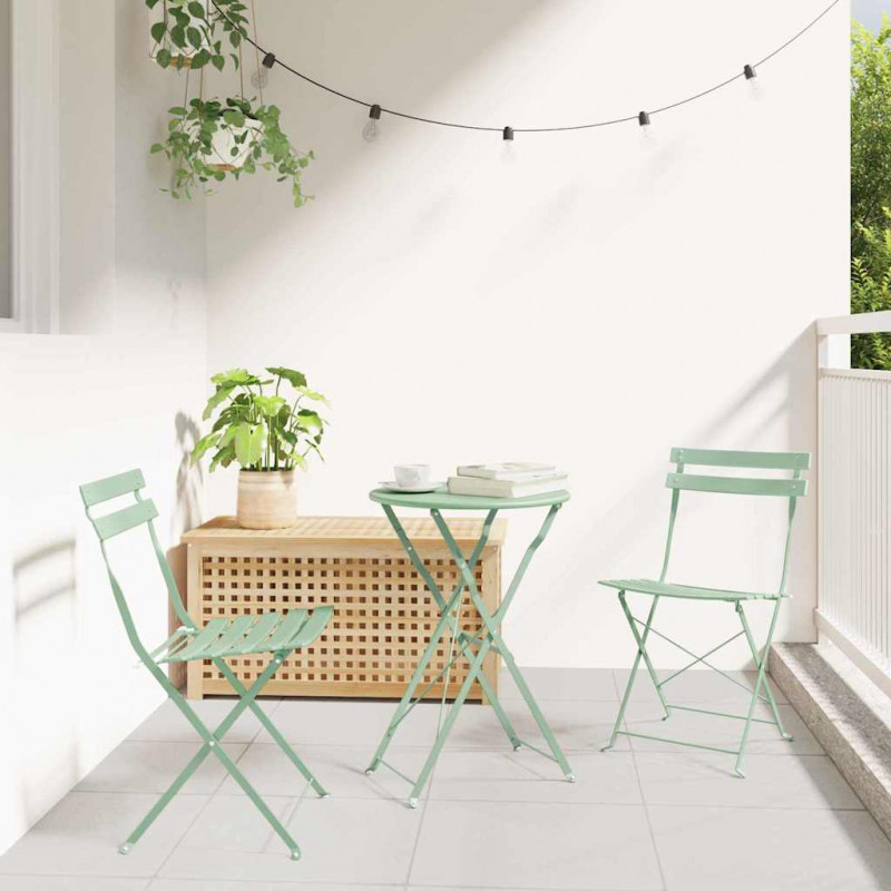 Składany zestaw bistro 3 pcs Morska zieleń Stal