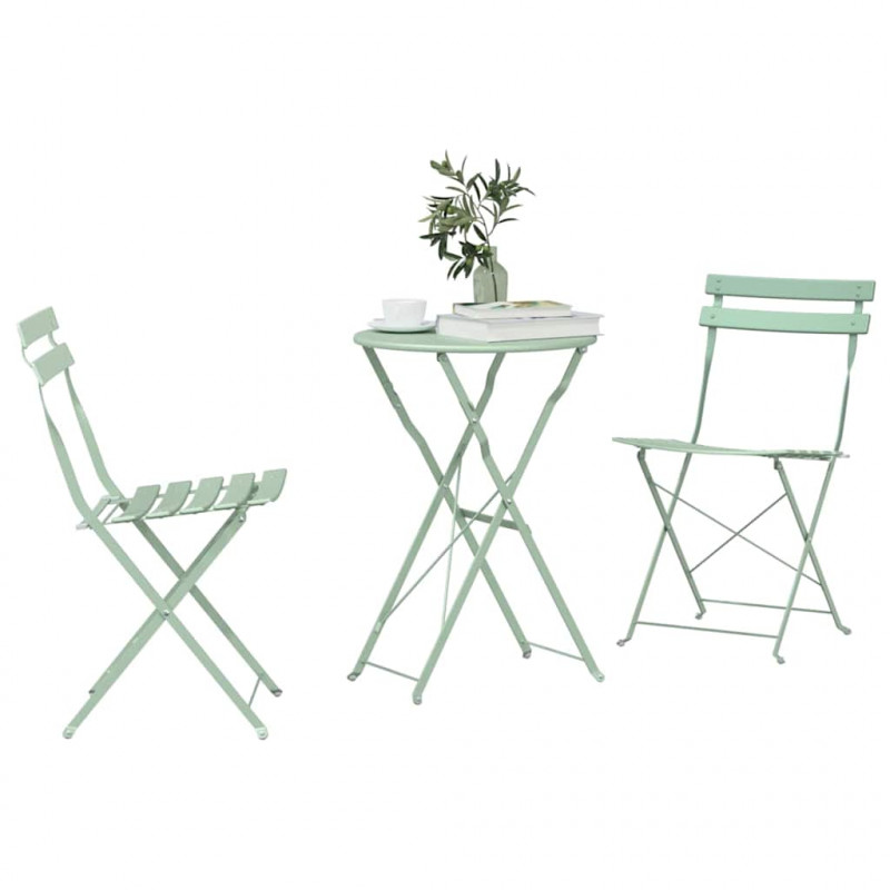 Składany zestaw bistro 3 pcs Morska zieleń Stal