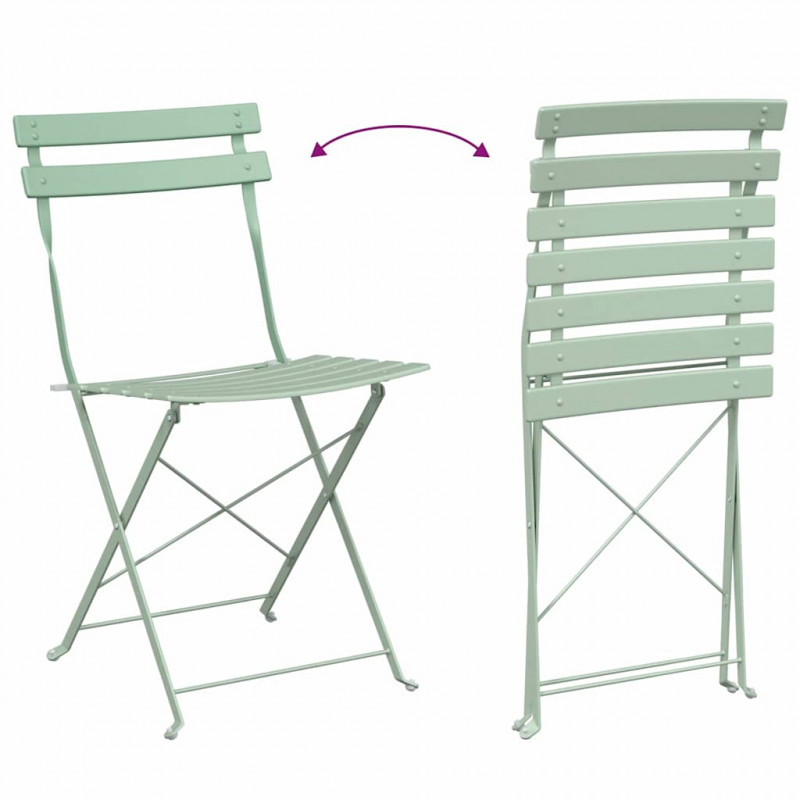 Składany zestaw bistro 3 pcs Morska zieleń Stal