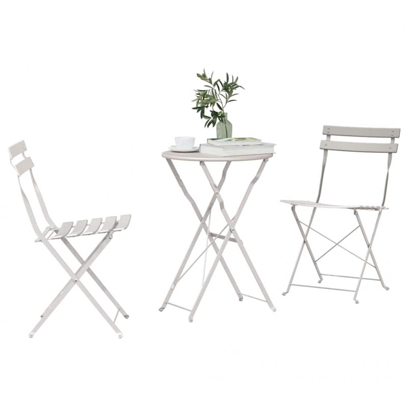 Składany zestaw bistro 3 pcs Beżowy Stal