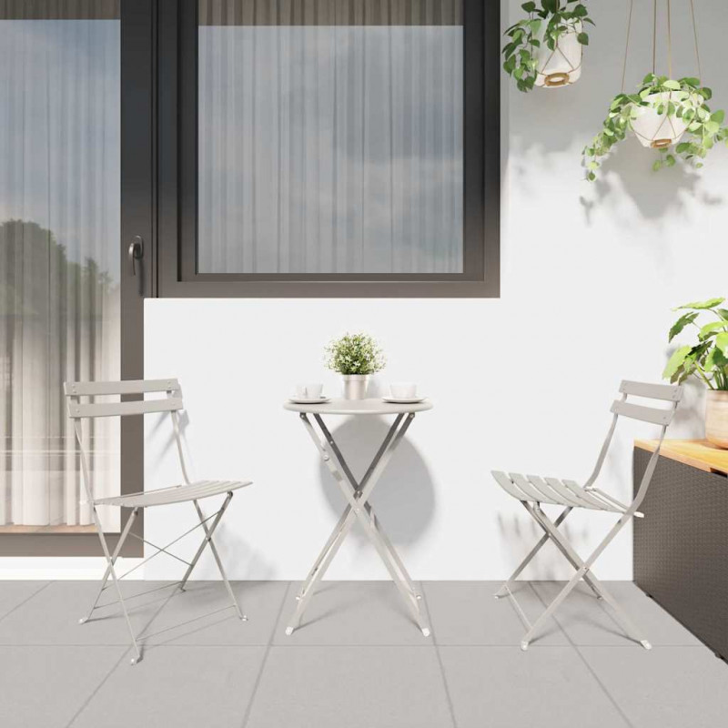 Składany zestaw bistro 3 pcs Beżowy Stal
