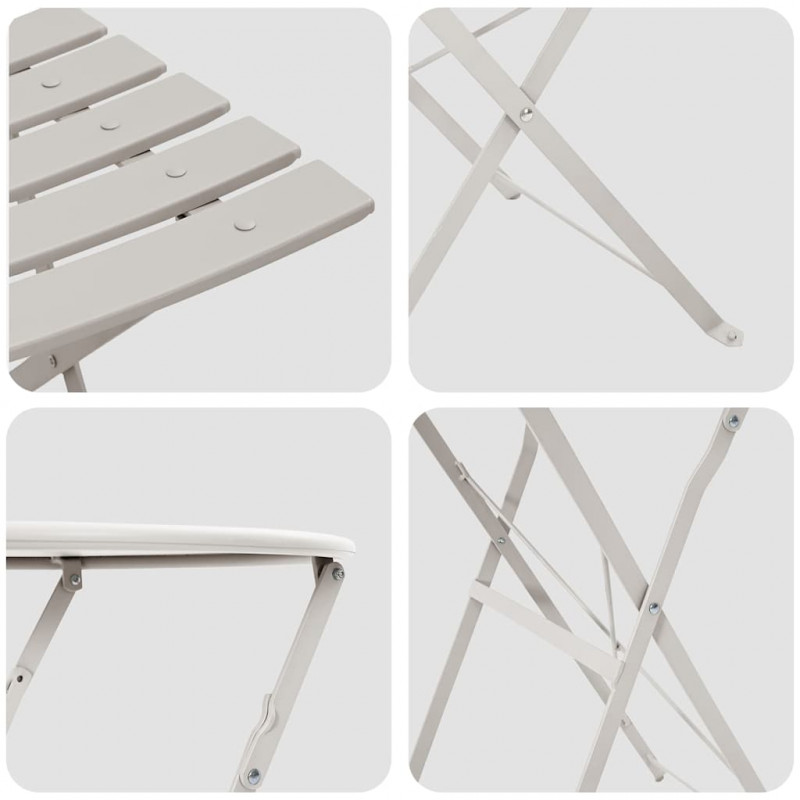 Składany zestaw bistro 3 pcs Beżowy Stal